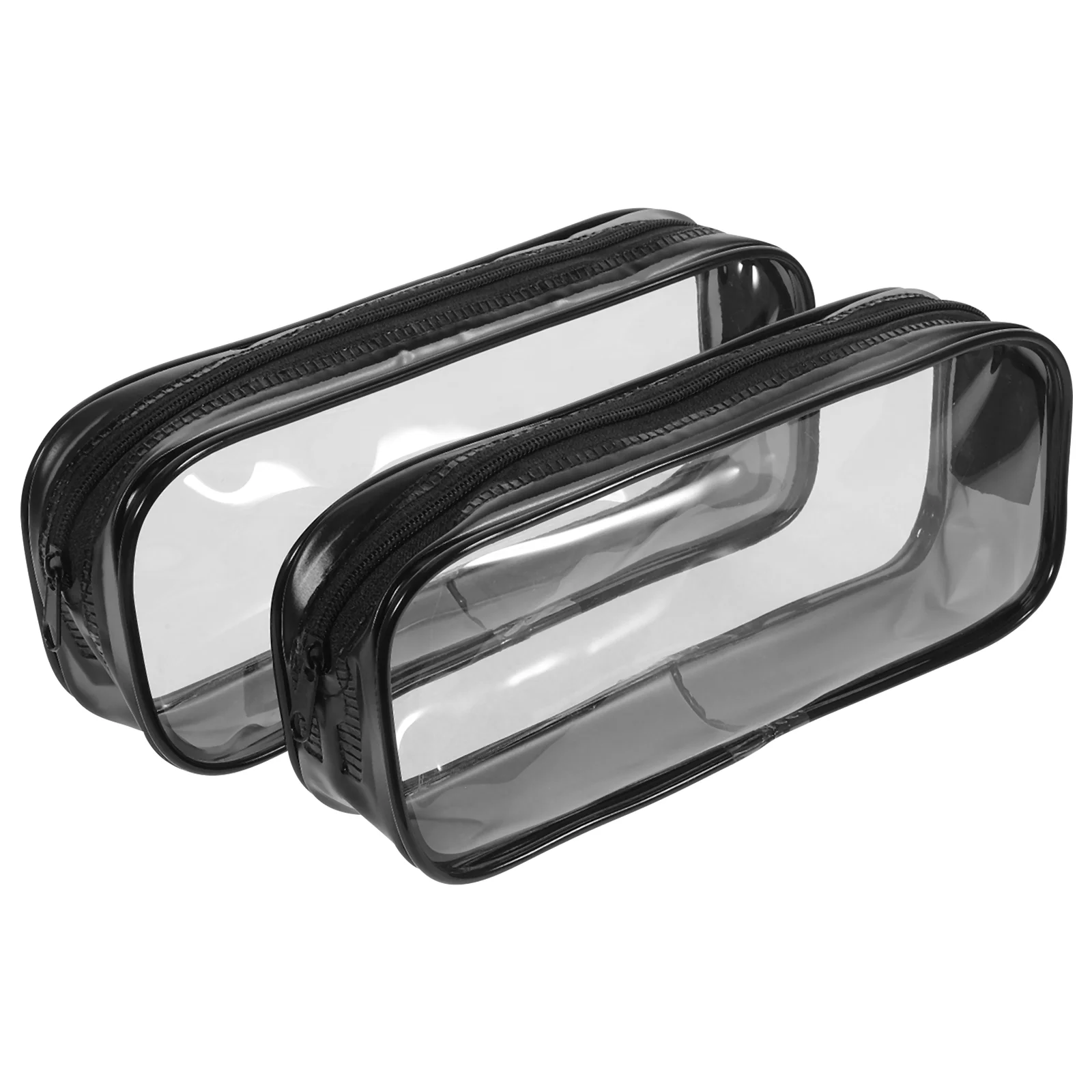 2 Pcs Transparent Pencil Case Makeup Bag Large Capacity Tight Suture Children Students Pvc Clear for Exams