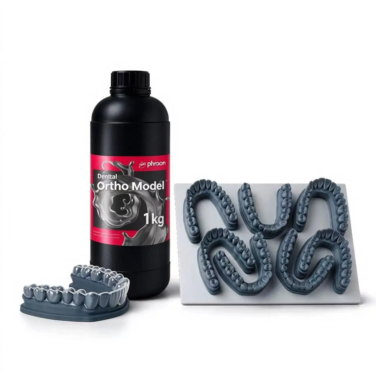 Phrozen Dental Ortho Model Resin 1kg Matte Gray 405nm UV High Precision Heat Resistant 190°C for Clear Aligner Orthodontic Model