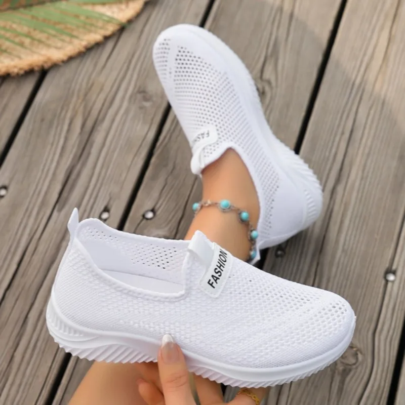 Women Walking Shoes Breathable Mesh Knit Sneakers 2026 New Lightweight Casual Slip on Platform Wedge Sport Shoes for Ladies