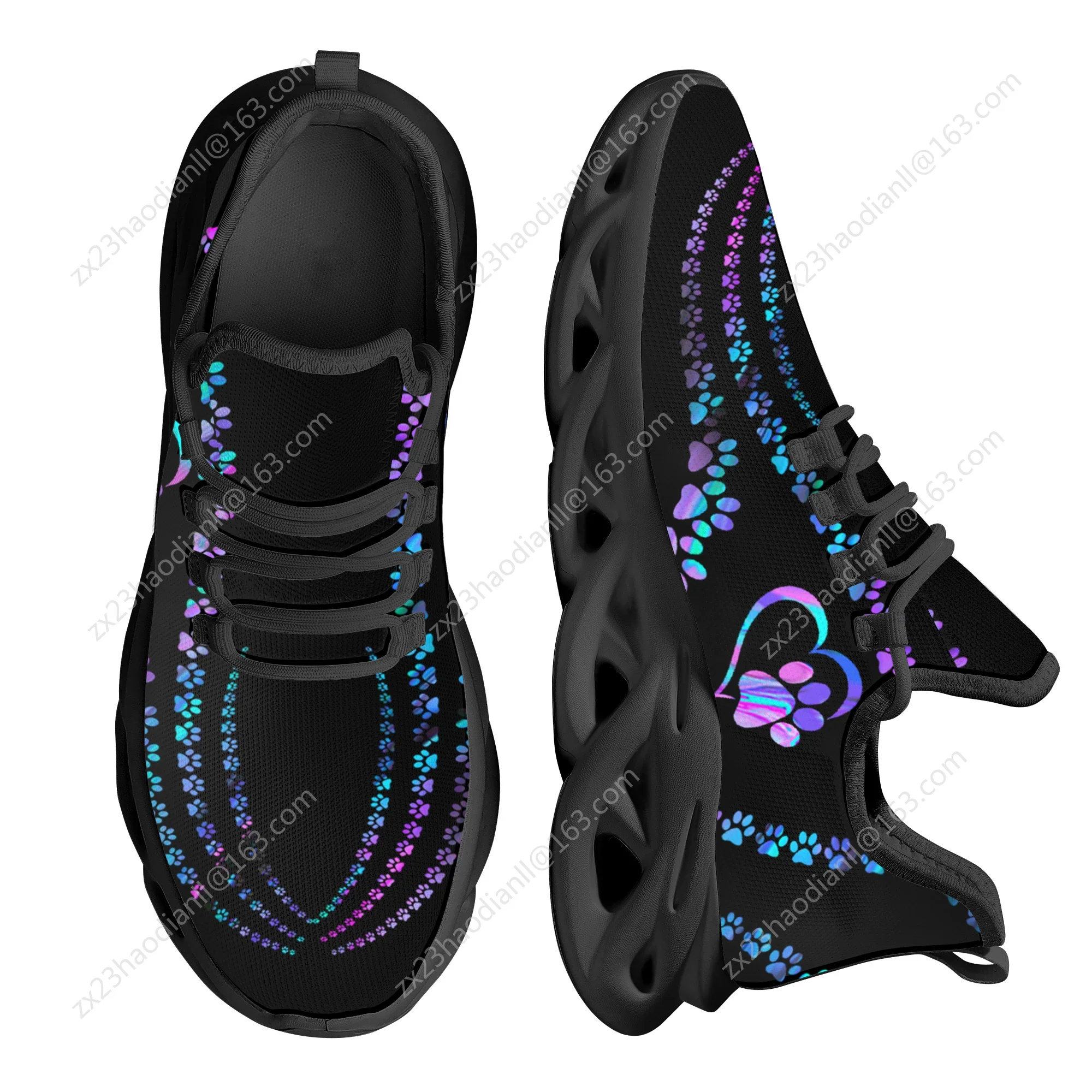

Cool Dog Footprint Camouflage Printing Flat Shoes For Women Breathable Soft Sneakers Lace Up Casual Platform Zapatos