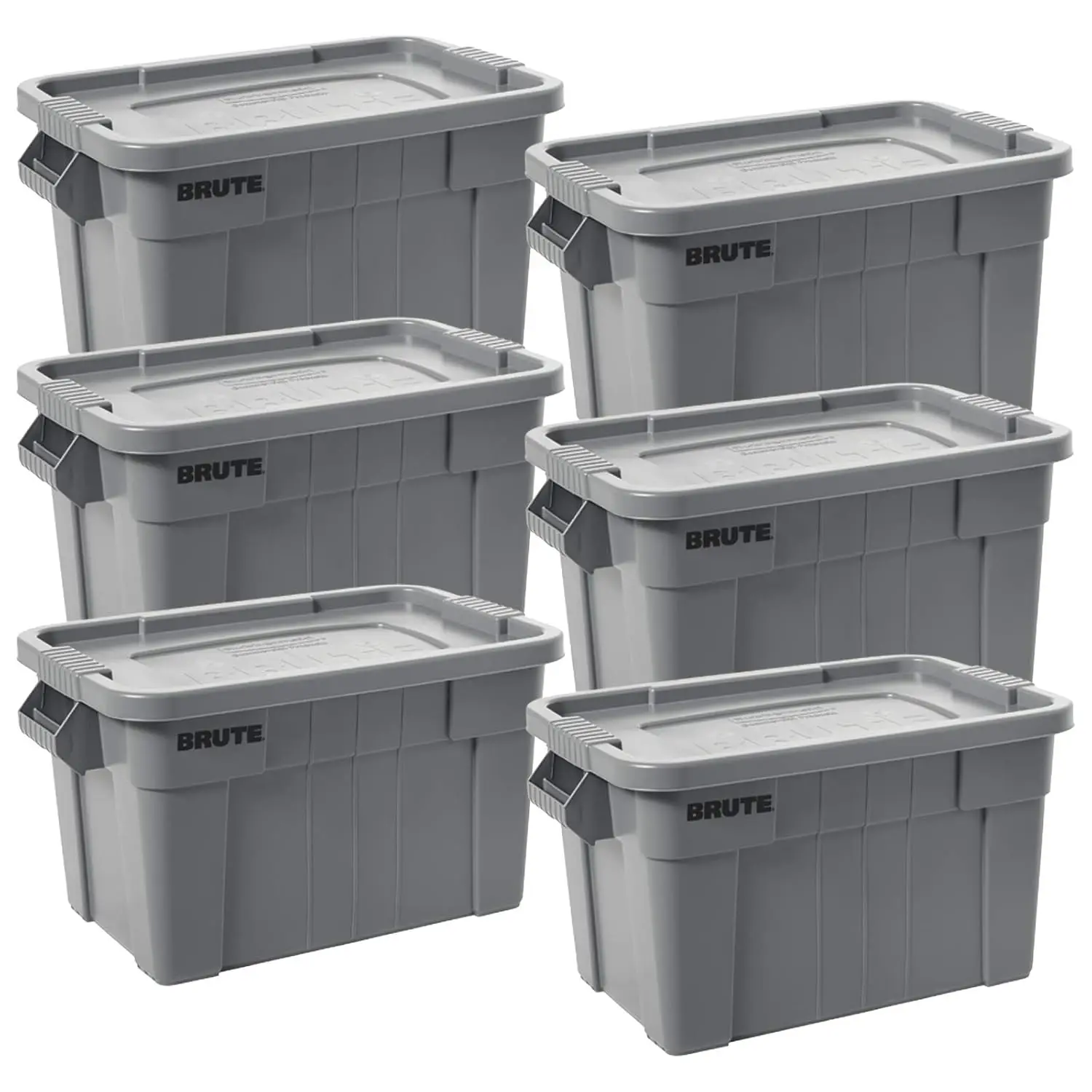 Commercial Products BRUTE Tote Storage Bin with Lid, 20-Gallon, Gray, Rugged/Reusable Boxes for Moving