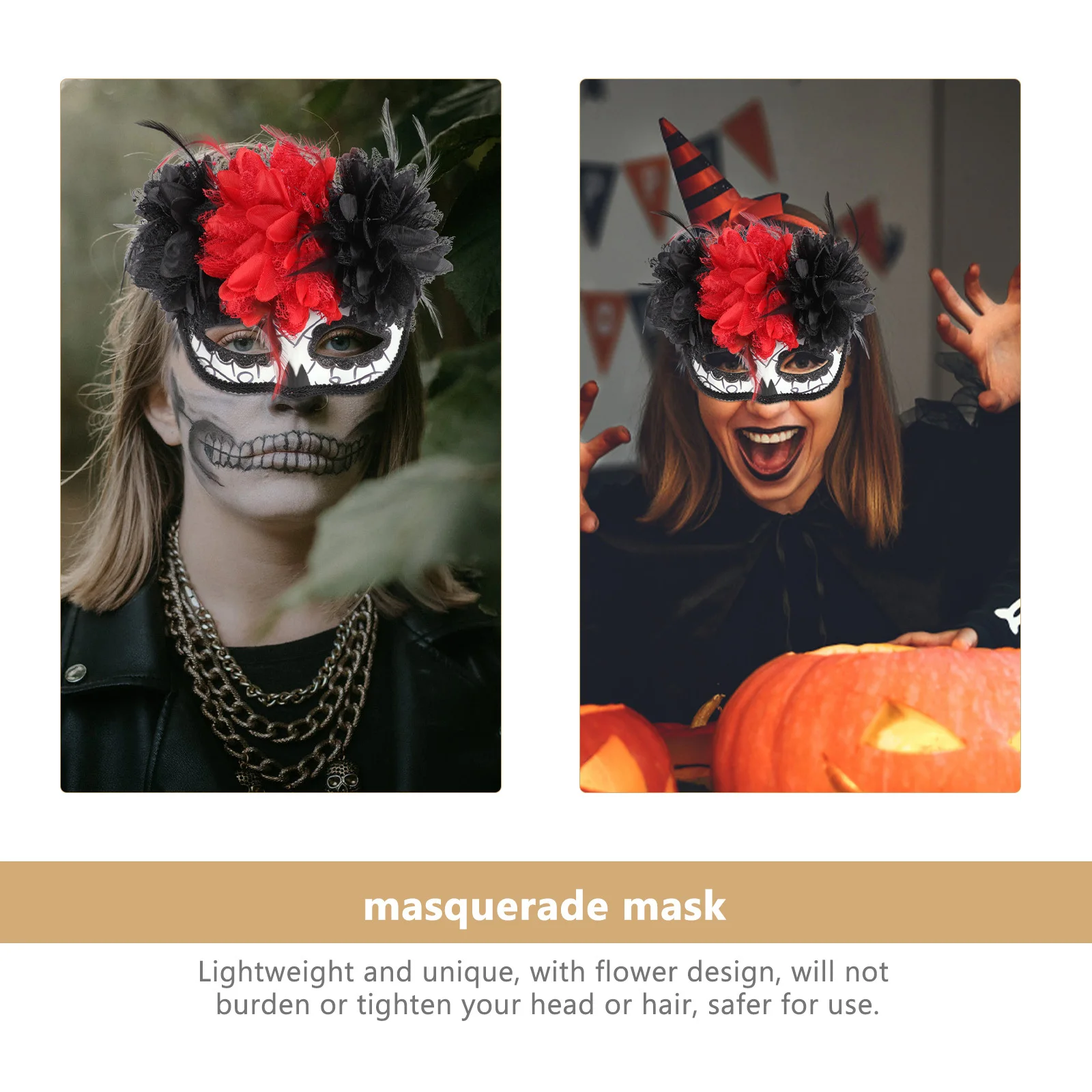 

Day of The Dead Mask with Floral Skull Pattern Exquisite Color Lightweight Comfortable Fit for Dance Show Birthday Festival