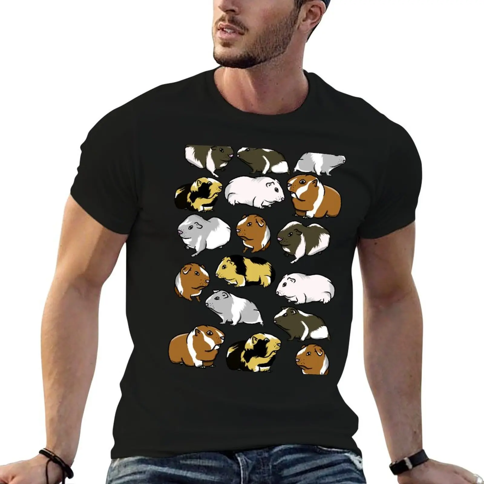 

GUINEA PIG PATTERN T-Shirt black cotton t-shirt plain for man package t shirts for man slim fit T-Shirt