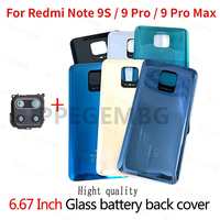 Note 9S Glass For Redmi Note 9 Pro Max S Note 9Pro Battery Back Cover Rear Door Lid Panel Shell Housing Case Camera Lens