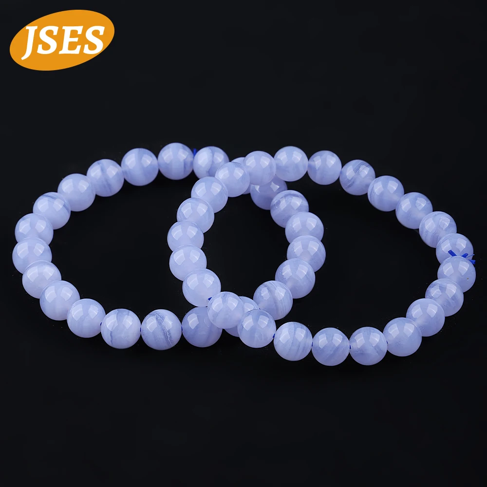 AA Natural Brazil Blue Lace Agate Chalcedony Bracelet Loose Stone Beads for Jewelry Making Necklace DIY Accessories 15 Inches