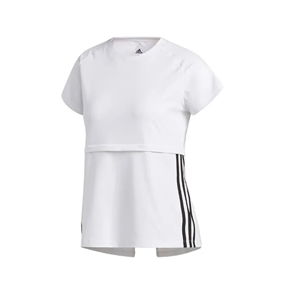 Adidas Women's Training Sports Comfortable Breathable Back Split Short Sleeve Top T-Shirt White