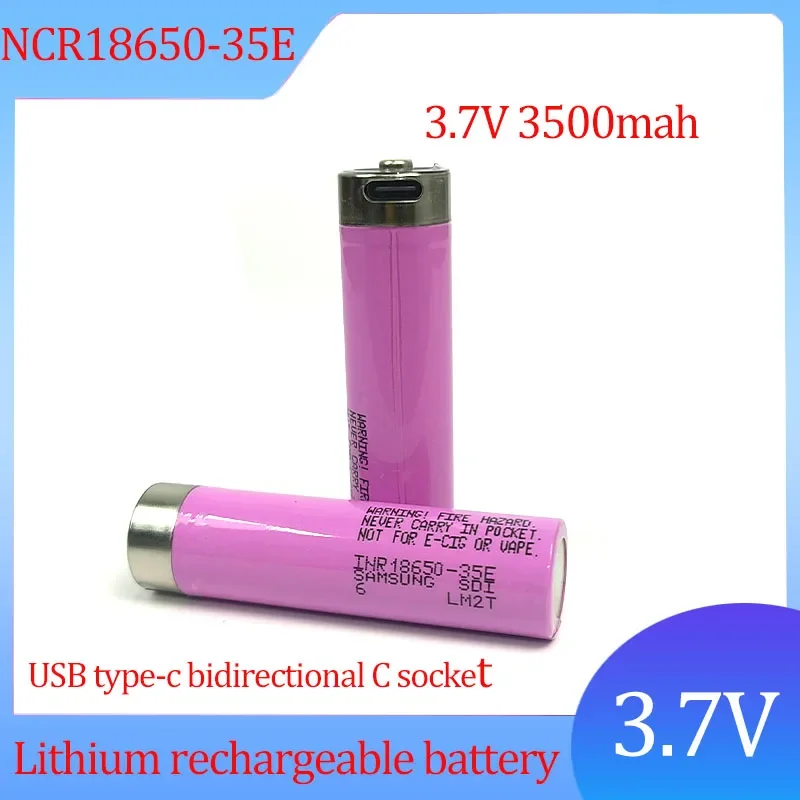 

1-8pcs NCR18650-35E 3.7V 3500mah lithium rechargeable battery USB type-c two-way C socket suitable for mobile power supply