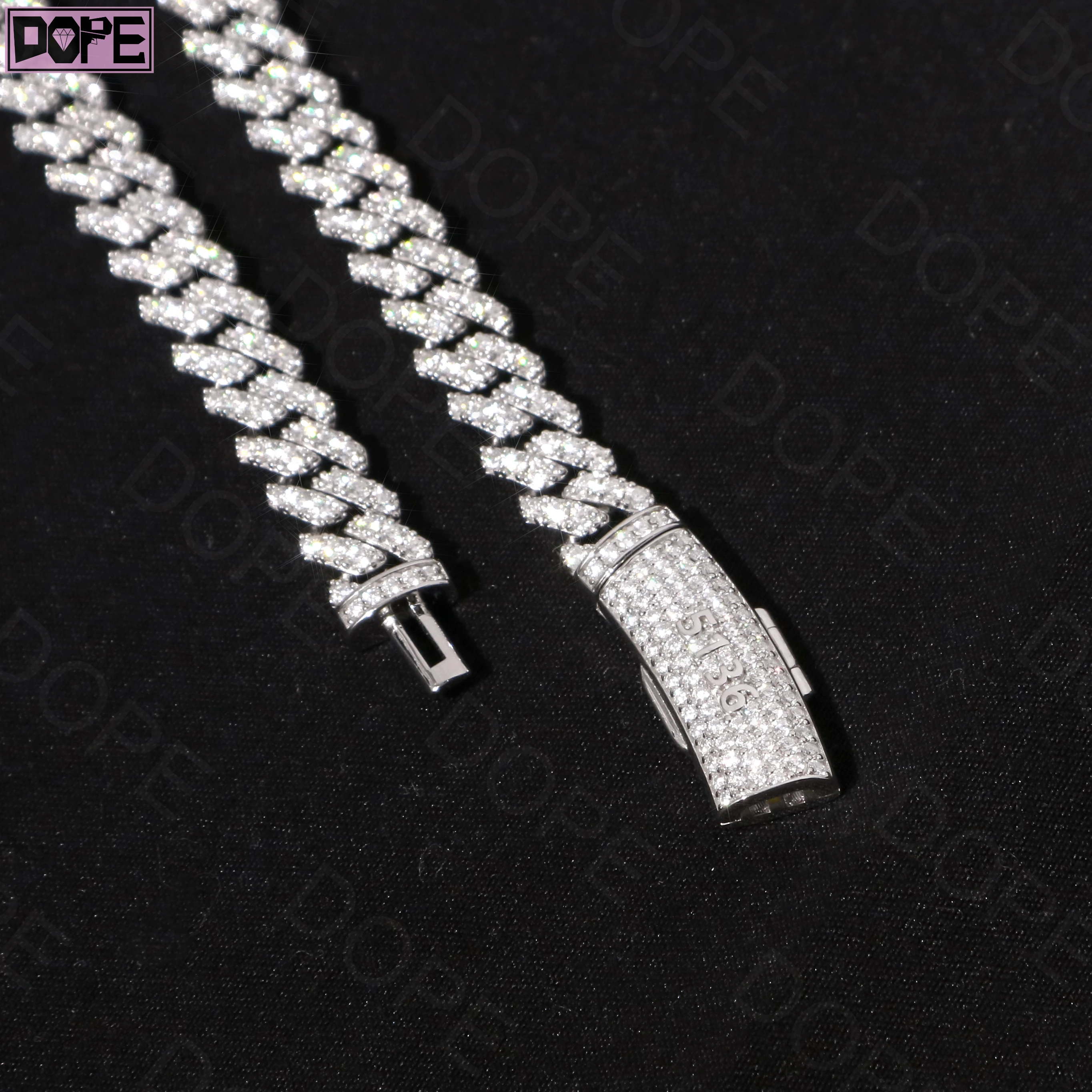 Moissanite 8mm Chain Cuban Link Chain Hiphop Men 925 Silver VVS Iced Out Moissanite Cuban Chain..
