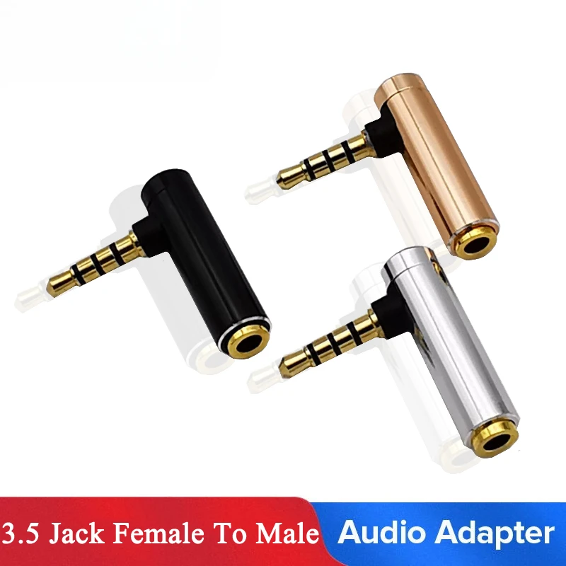 Mini adapter audio z gniazdem 3,5 mm pod kątem prostym do męskiego wtyczki audio stereo L 90-stopniowy konwerter słuchawek do słuchawek z mikrofonem