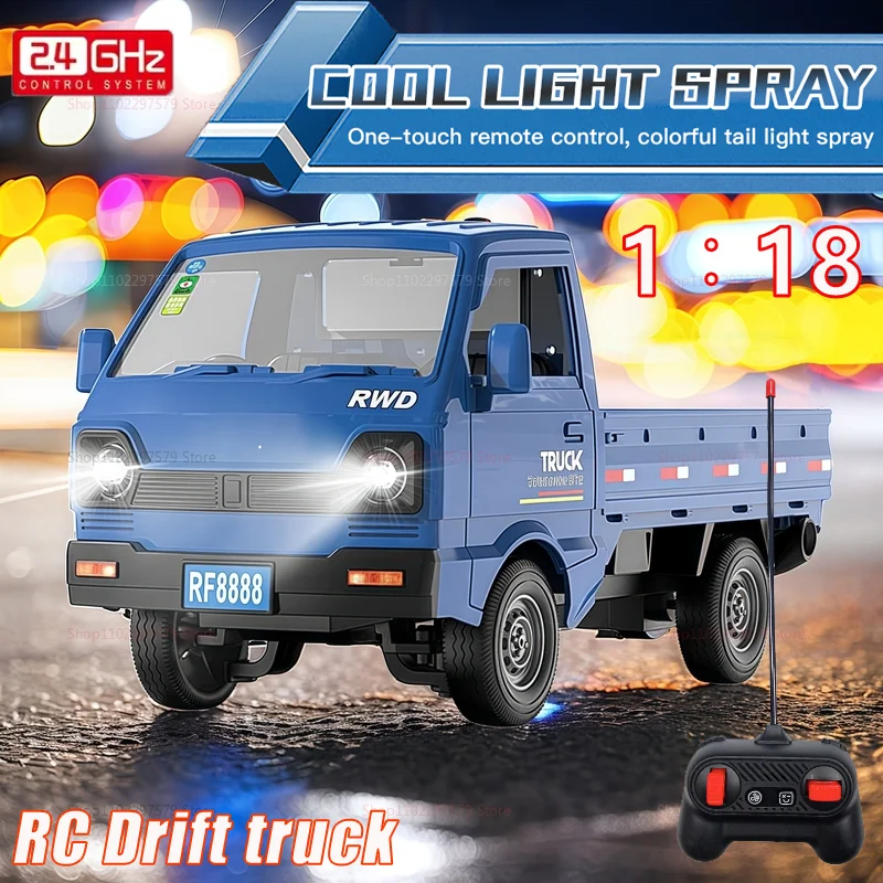 

New KF31 Remote Control Car 1:18 Scale 2.4GHz Drift Climbing Trucks With Spray Lights Gifts For Kids Boys Off-Road Racing Toys