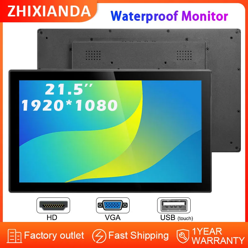 

Widescreen Waterproof 21.5 inch 1920*1080 LCD Capacitive Touch Display Flat Screen Monitor for Industrial with HD VGA USB Inport