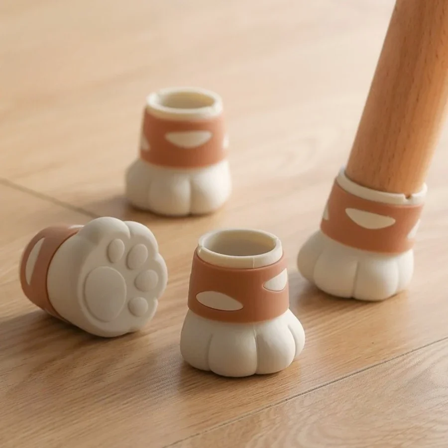Cat Paw-Shaped Silicone Chair Leg Pads Anti-Slip Noise-Reducing Floor Protective Covers for Furniture Legs Noise-Reducing