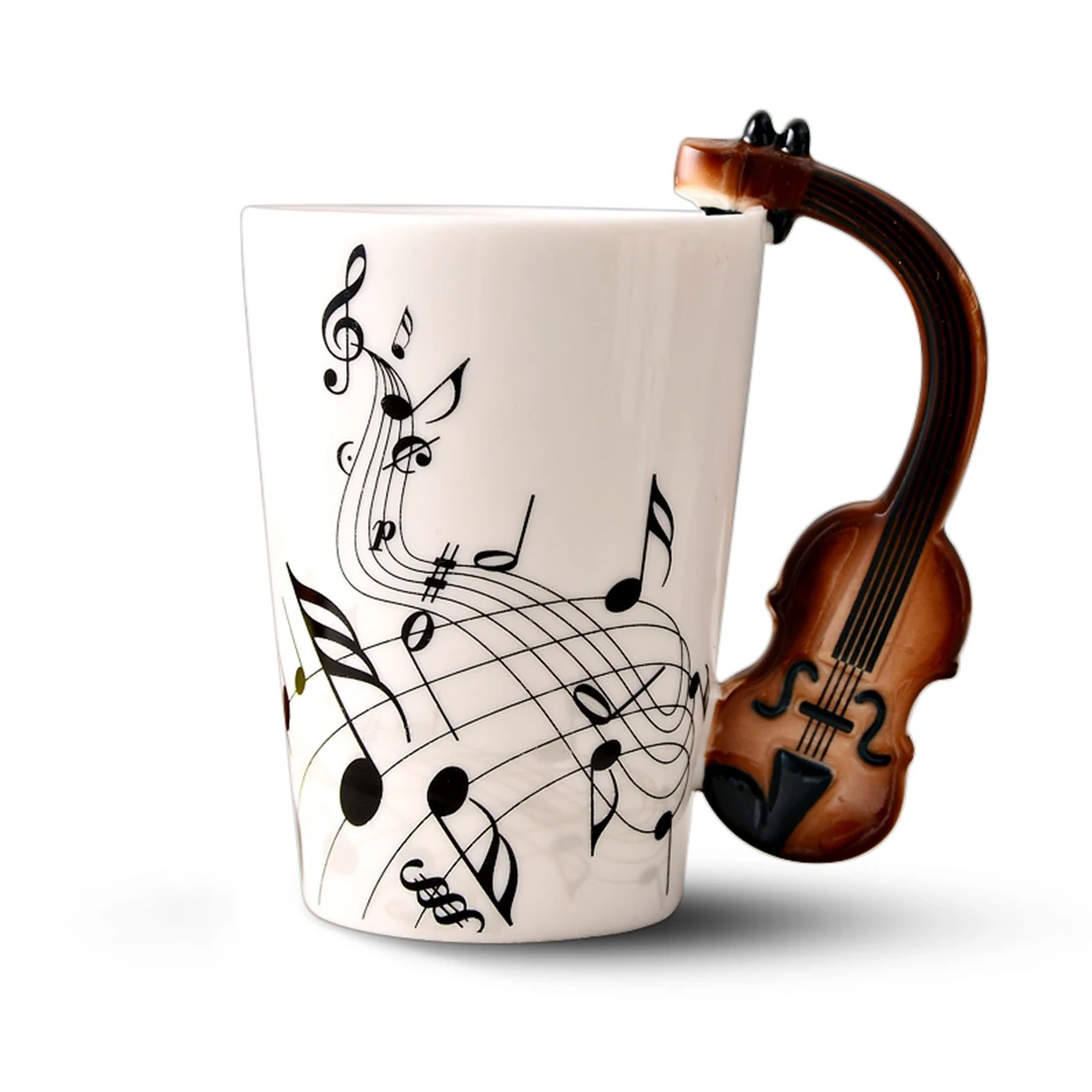 Creative novelty Violin handle ceramic cup free spectrum coffee milk tea cup personality mug unique musical instrument gift cup