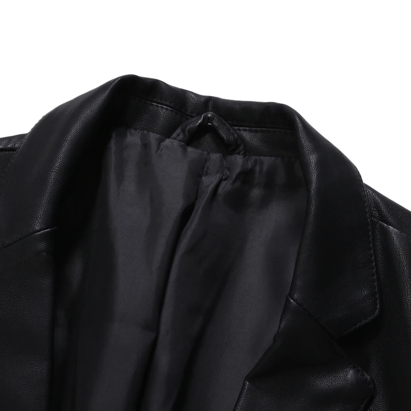 سترات الخريف الجلدية الصناعية للرجال الأعمال 1 زر بدوره إلى أسفل الياقة #6