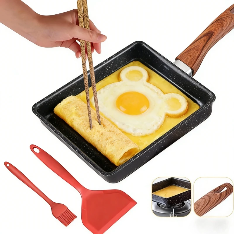 Tamagoyaki Japanese  Omelette Pan Nonstick Rectangle Frying Pan Small Egg Frying Skillet with Cooking Tools Kitchen Accessories