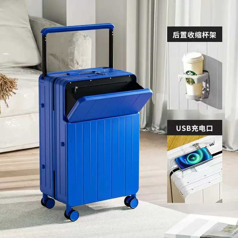 Multifunctional front opening 20-inch suitcase front opening portable pick-up wide trolley suitcase boarding password case