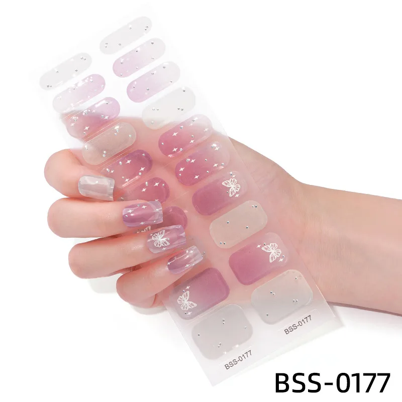 Halb gehärtete Gel Nagel Wraps Patch Maniküre Nail Art Dekor langlebige Gel Nagel Aufkleber Nagel Öl Film hart mit UV-Licht bekommen