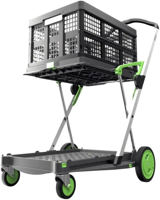 CLAX® The Original Made in Germany Multi use Functional Collapsible carts Mobile Folding Trolley Shopping cart Storage  (Green)