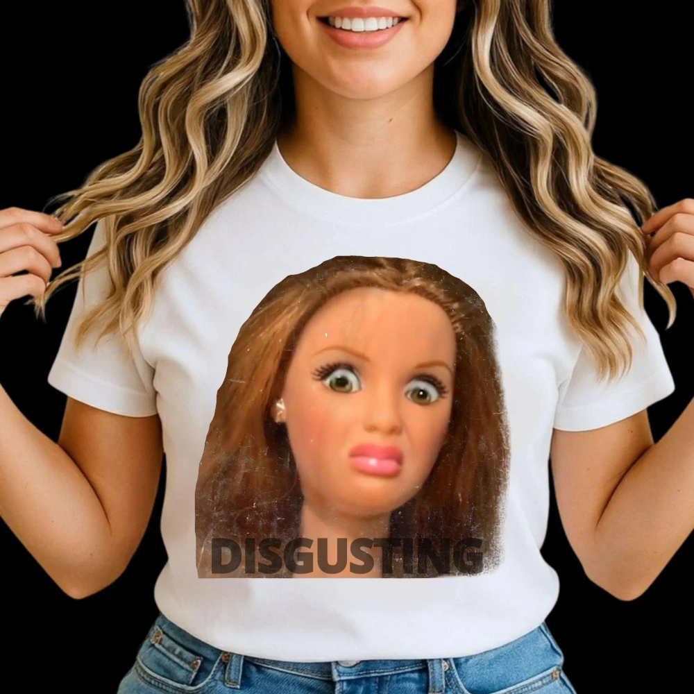 

Funny Disgusting Doll Face Meme T-Shirt Clothing Graphic Short Sleeve Shirt Unisex Men Women All-Season