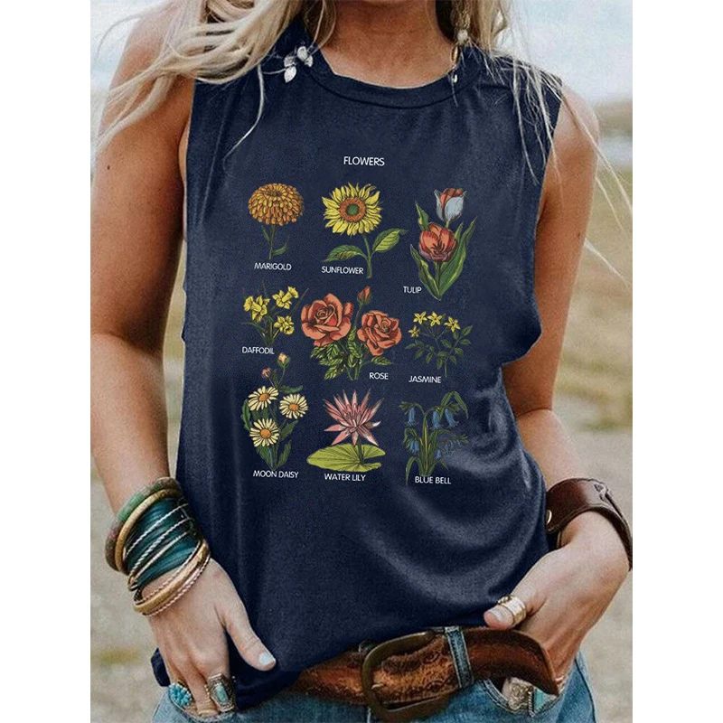 Summer Flower Floral Tank Tops 3D Print Women Streetwear Y2k Oversized Beach Vest Off Shoulder Sleeveless Woman Girls Camisole image 2