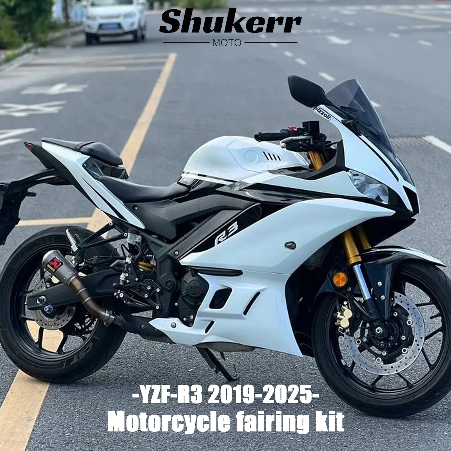 Shukerr Moto New Abs Plastics Motorcycle Fairing Kit Bodywork Fit for Yamaha Yzf-R25 Yzf R3 2019 2020 2021 2022 2023 White