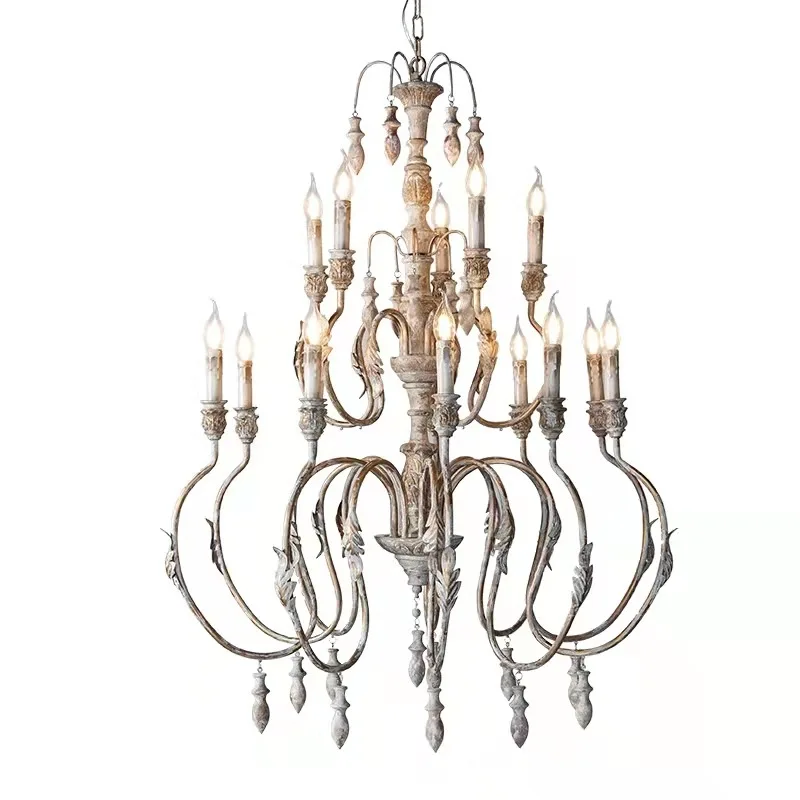 Creative American country French retro villa duplex floor restaurant hotel chandelier