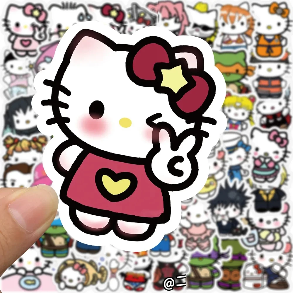 10/30/50/104pcs Art Hello Kitty Anime Stickers Sanrio Kawaii Cartoon Sticker Scrapbooking  Guitar Luggage Laptop Decal Toys Gift