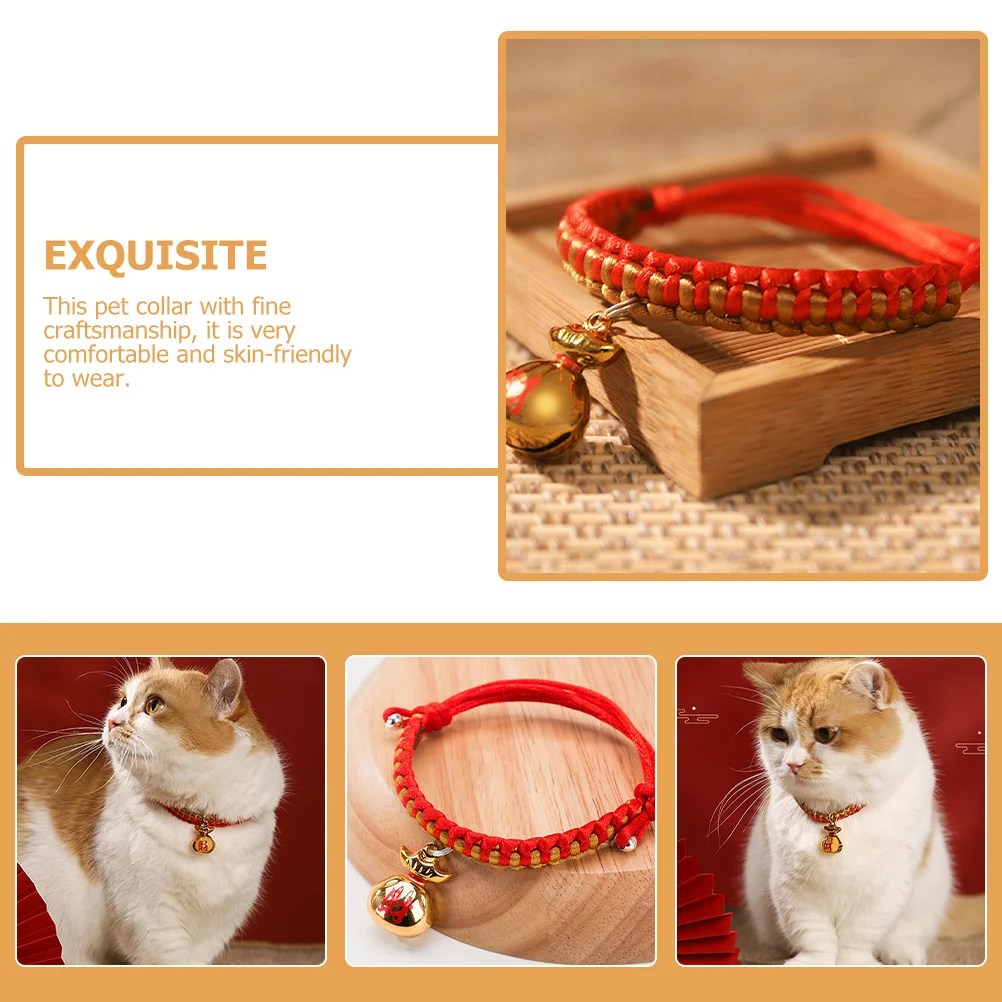 

2pcs Adjustable Cat Collar For Kitten, Decorative Woven Pet Collar With Bell, Holiday Party Photo Accessory, Pet Dog Collar, Cat