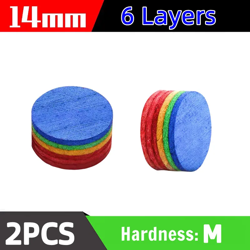 Rainbow Billiards Tips 5/2PCS 14mm Pool Cue Tips 6 Layers M Hardness Snooker Tips Head Accessories