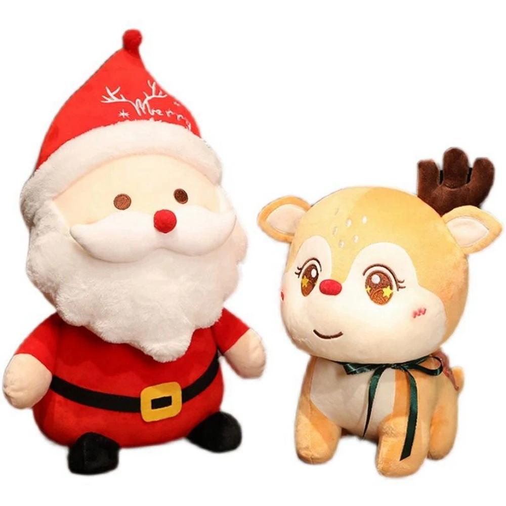 

22CM Christmas Gift Stuffed Toy Cute Santa Claus And Christmas Moose Combined Children's Birthday Christmas Surprise Gift