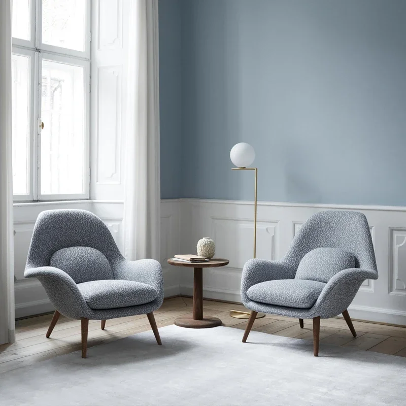 Velvet Upholstered Fabric Wooden Leg Chaise Living Room Furniture Single Sofa Chair Hotel Lounge Leisure Armchair image 5