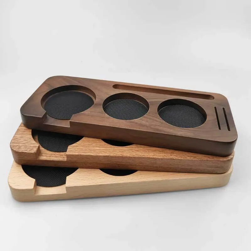 51/54/58mm Coffee Tamper Holder Coffee Handle Cloth Powder Wooden Base Espresso Coffee Accessories Storage Bar Barista Utensils