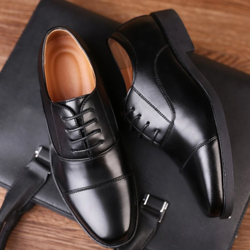 

Luxury Men's Shoes Fashion Business Mens Leather Shoes Comfortable Pointed Toe Office Shoes Plus Size Men Formal Shoe Non Slip