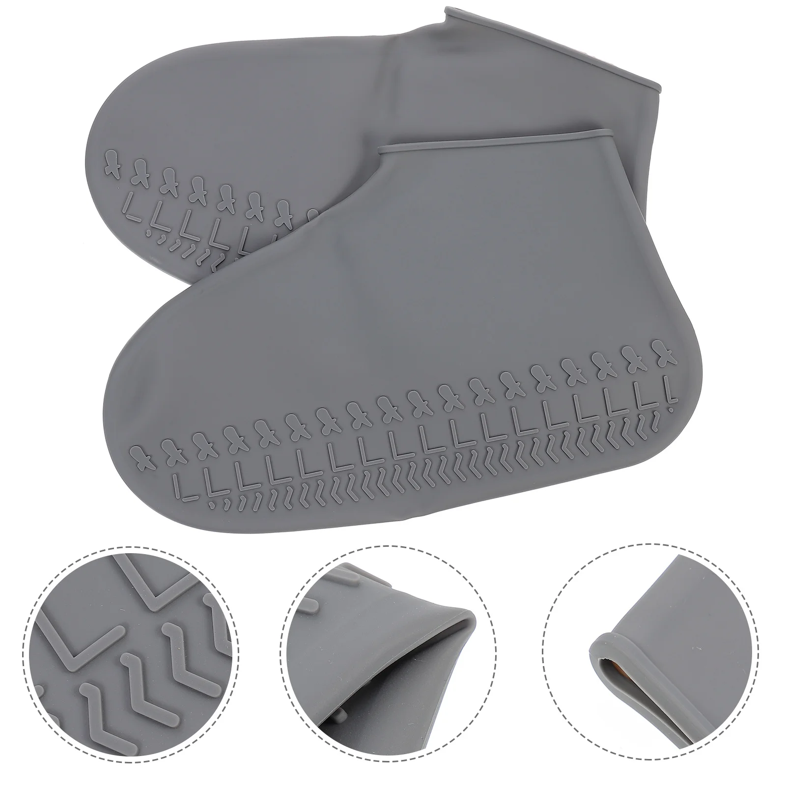 1 Pair Waterproof Shoe Covers Thickened Silicone Anti-Slip Rain Shoes Protector For Outdoor Walking Wedding Work Grey Size S