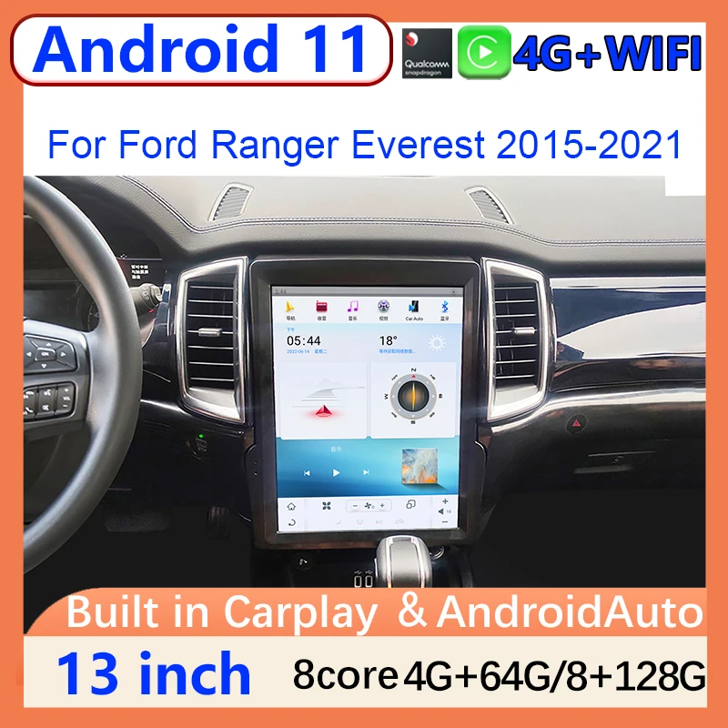 

13" Qualcomm Car Radio For Ford Ranger Everest 2015-2021 Android Auto Car Stereo Multimedia Player Head Unit Wireless Carplay