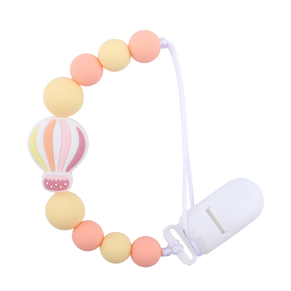 

Silicone Pacifier Chain Clips Cartoon Hot Air Balloon Lightweight Durable Baby Dummy Holder Secure Teether Toys Gifts