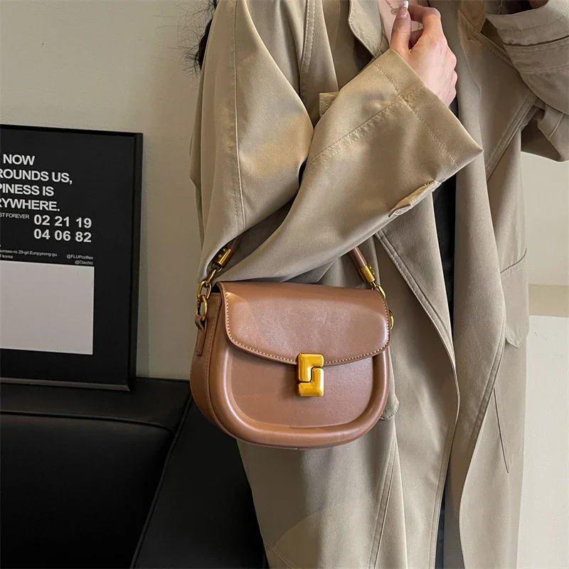 LEFTSIDE Vintage Pu Leather Underarm Bags For Women 2023 Fashion Designer Female Small Saddle Crossbody Bag Handbags And Purses