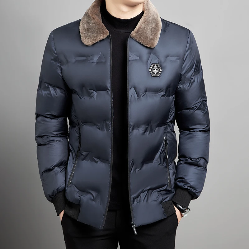 

Утепленная повседневная хлопковая куртка для мужчин среднего и старшего возраста, зимнее пальто для активного отдыха, приталенный крой, длинный рукав, однотонное.