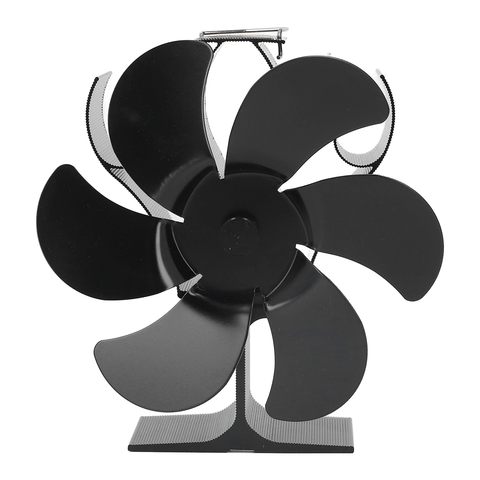 High Temperature Resistance Self Starting Wood Burning Stove Fireplace Fan Black Diameter 152mm 6 Blades Heat Powered Stove Fan