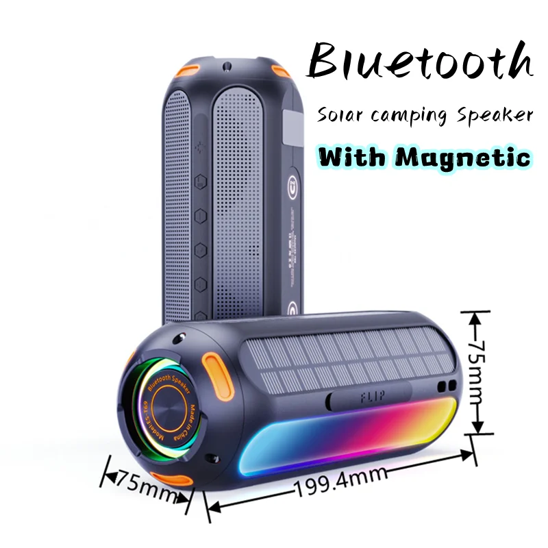 

Solar Boombox Outdoor Speaker 20W USB Portable Wireless Column Loudspeaker Waterproof Support TF Card FM Radio Aux Input