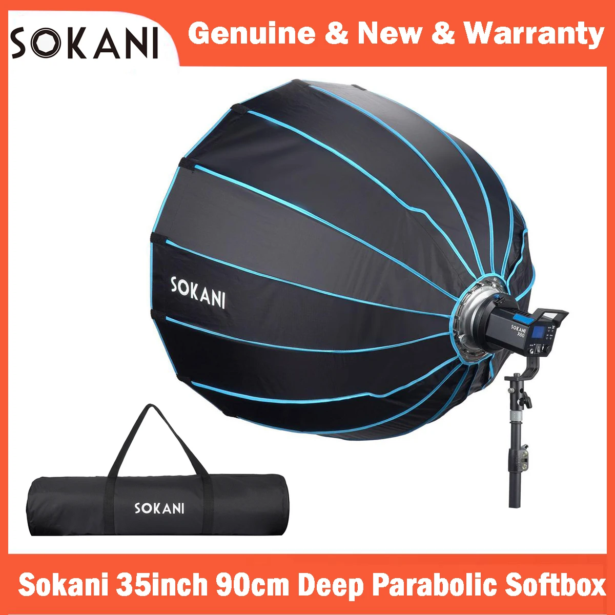 Sokani Deep Octagon Софтбокс 90 см с сеткой для Sokani X100 Colbor CL60 Amaran 300c 200XS 60X S Godox SL60W Bowen Mount Light