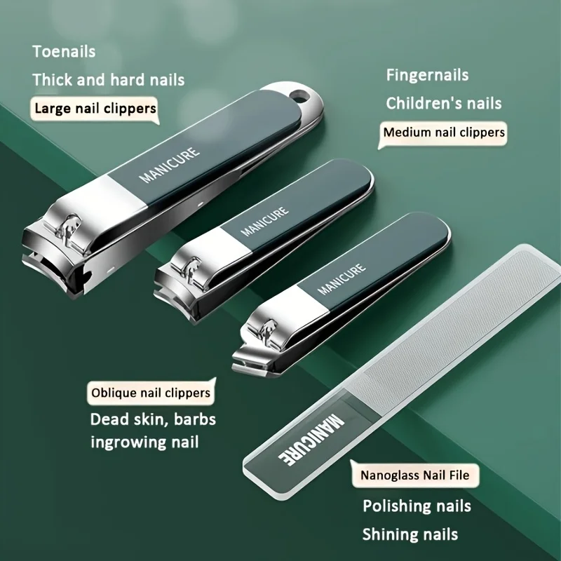 10pcs Luxury Manicure and Pedicure Set Anti-Splash Nail Clippers Ear Digging Spoon, Nail File Super Sharp Stainless Steel