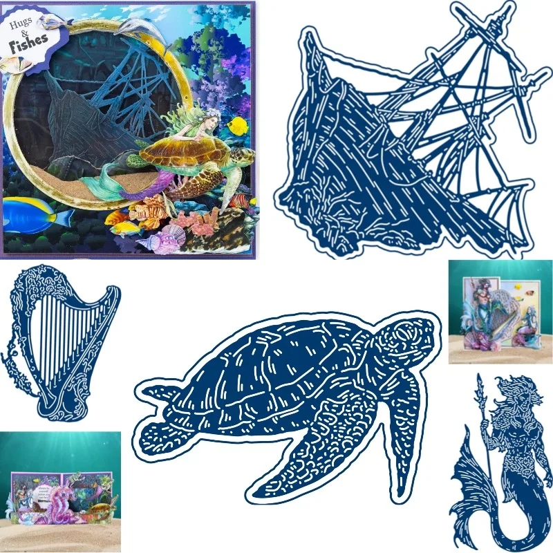 Harmonious Harp  Sea Flora Metal Cutting Dies Scrapbook Diary Decoration Stencil Embossing Template DIY Greeting Card Handmade