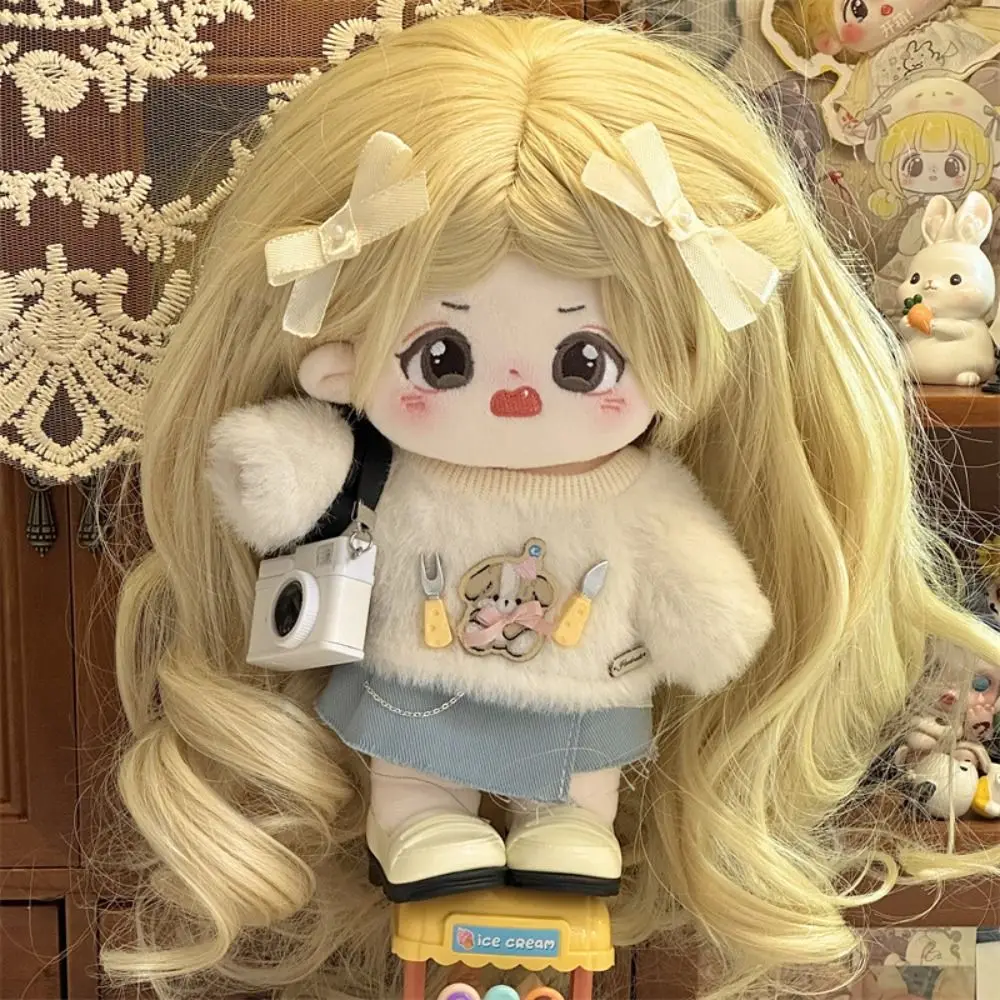 

Long Curly Hair Cotton Doll Wig Chemical Fiber Soft Silk Plush Doll Wigs 20cm Clamping Doll Chemical Fiber Wig Cotton Doll