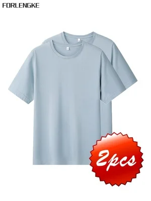 FORLENGKE-2-Pack Men's Plain Crew Neck T-Shirts, Casual Versatile Solid Color Tees, Perfect for Any Occasion, Best Value Bundle.