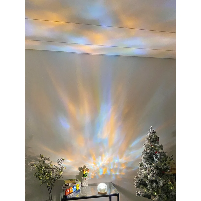 Proyector de ondulación de agua, luz nocturna, lámpara de humor de cristal, decoración del hogar, casas, dormitorio, estética, regalo de Navidad,