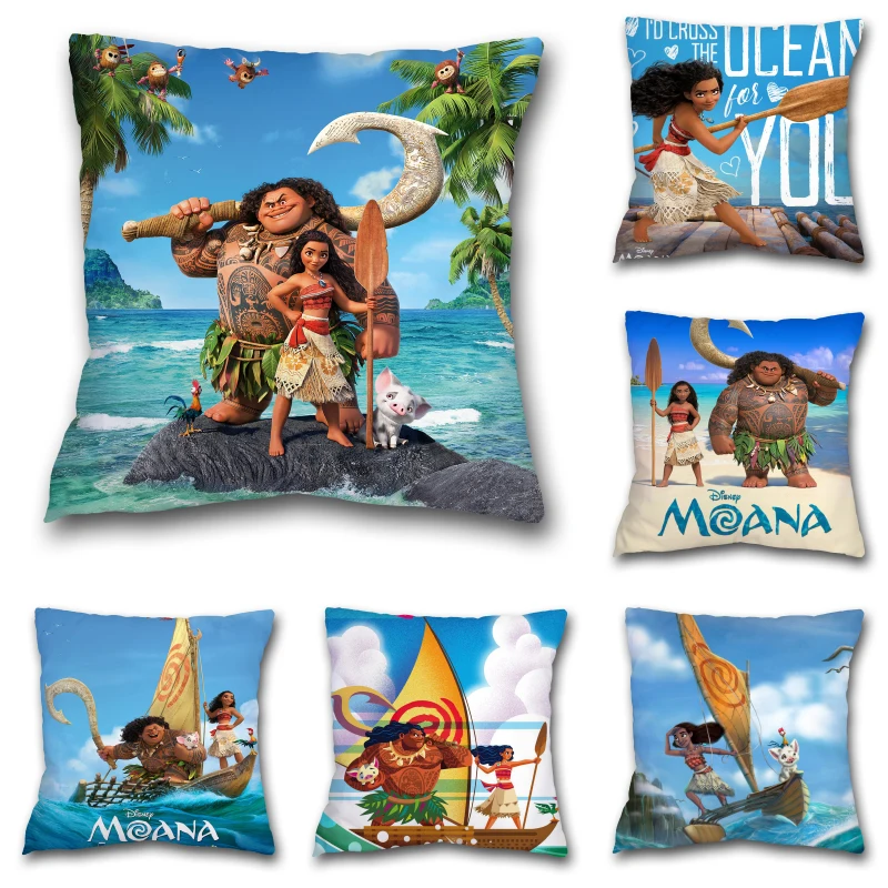 Moana Disney Princess Anime Figure Maui Peach Skin Pillow Case Home Supplies Decoration Sofa Lumbar Accessories Children Gifts