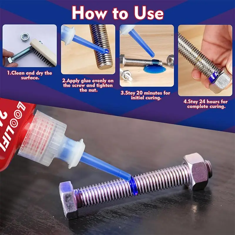 243 50 مل مل ملصق لاهوائي عالي الجودة، مسامير صواميل، ملصق تركيبات، مركبات متوسطة القوة، مقاومة للتآكل، مقاومة للماء، مقاومة للاهتزاز، 1-3 قطع