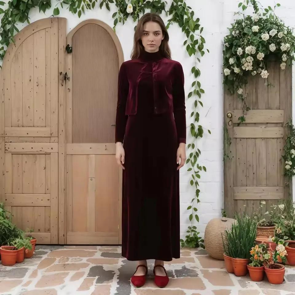 

Женский повседневный длинный кардиган-платье из флиса на осень-зиму 2026: однотонный, с длинными рукавами, на бретелях, однобортный