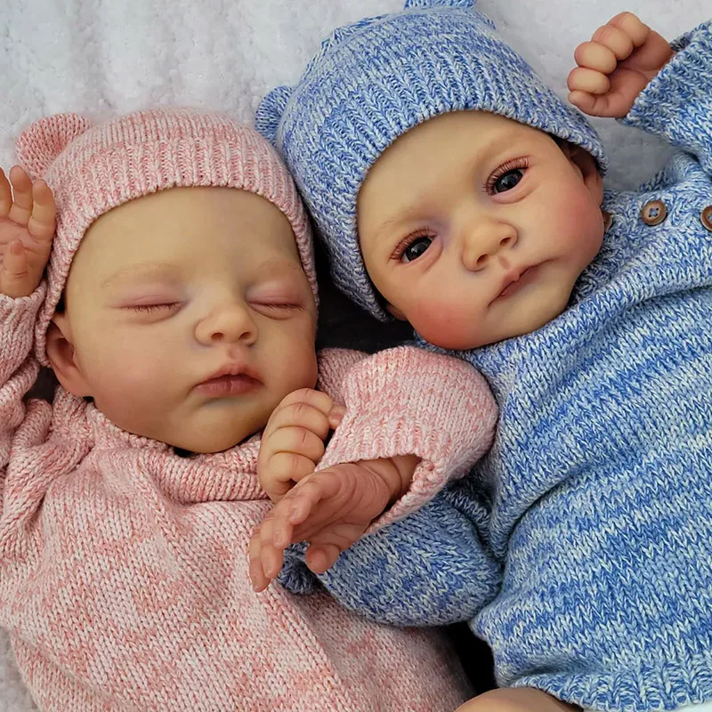 

Newborn Bebe Irys and Lily Reborn Baby Doll Handmade 3D Skin Visible Veins Collectible Lifelike Twins Baby Art Doll